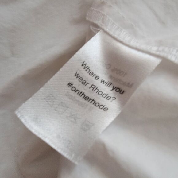 RHODE Dress Size Med White Nisha Puff-Sleeve Cotton Poplin Pockets Unlin… - Picture 6 of 16